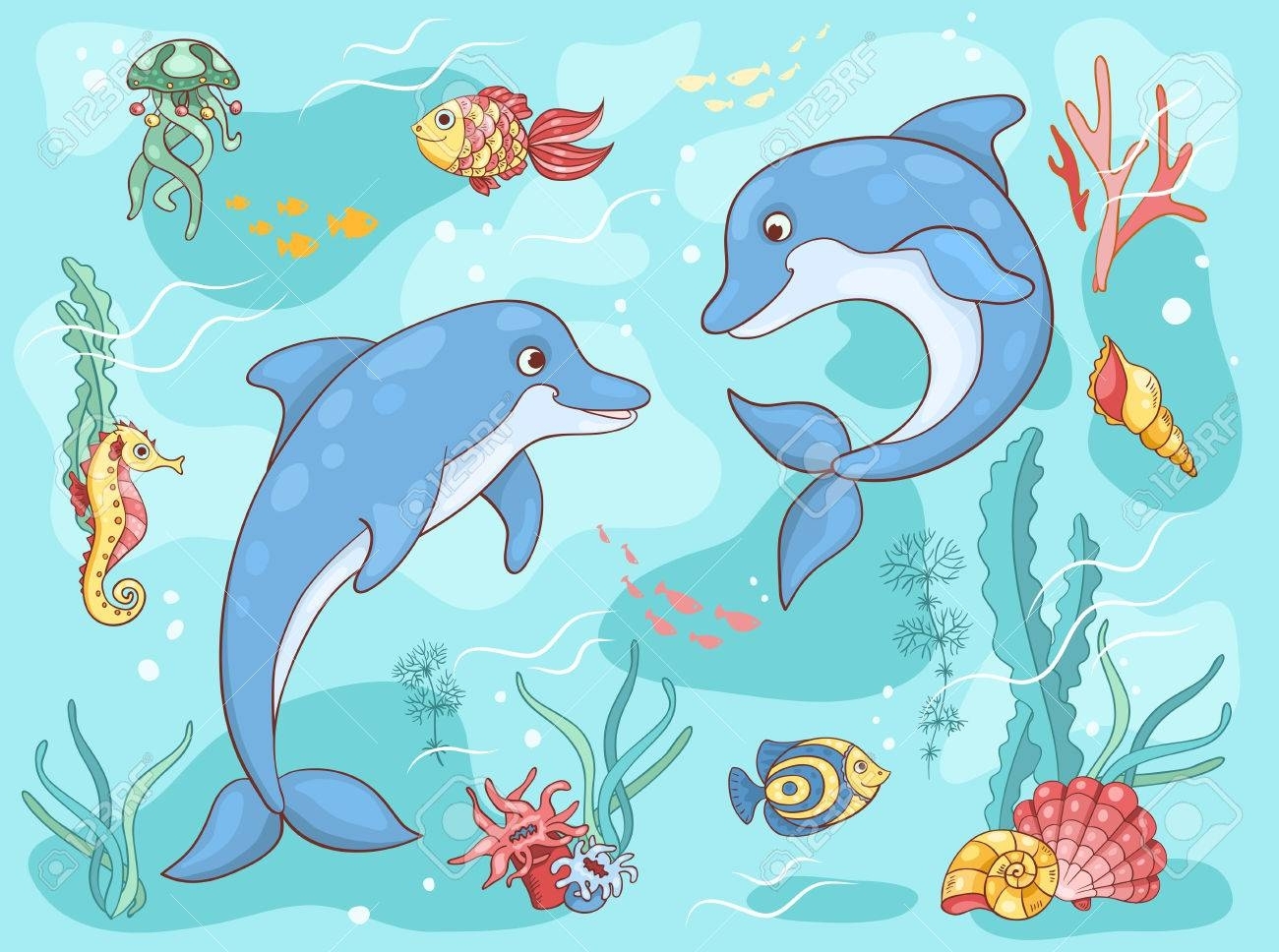 Рисование на тему морские обитатели Дельфин для детей