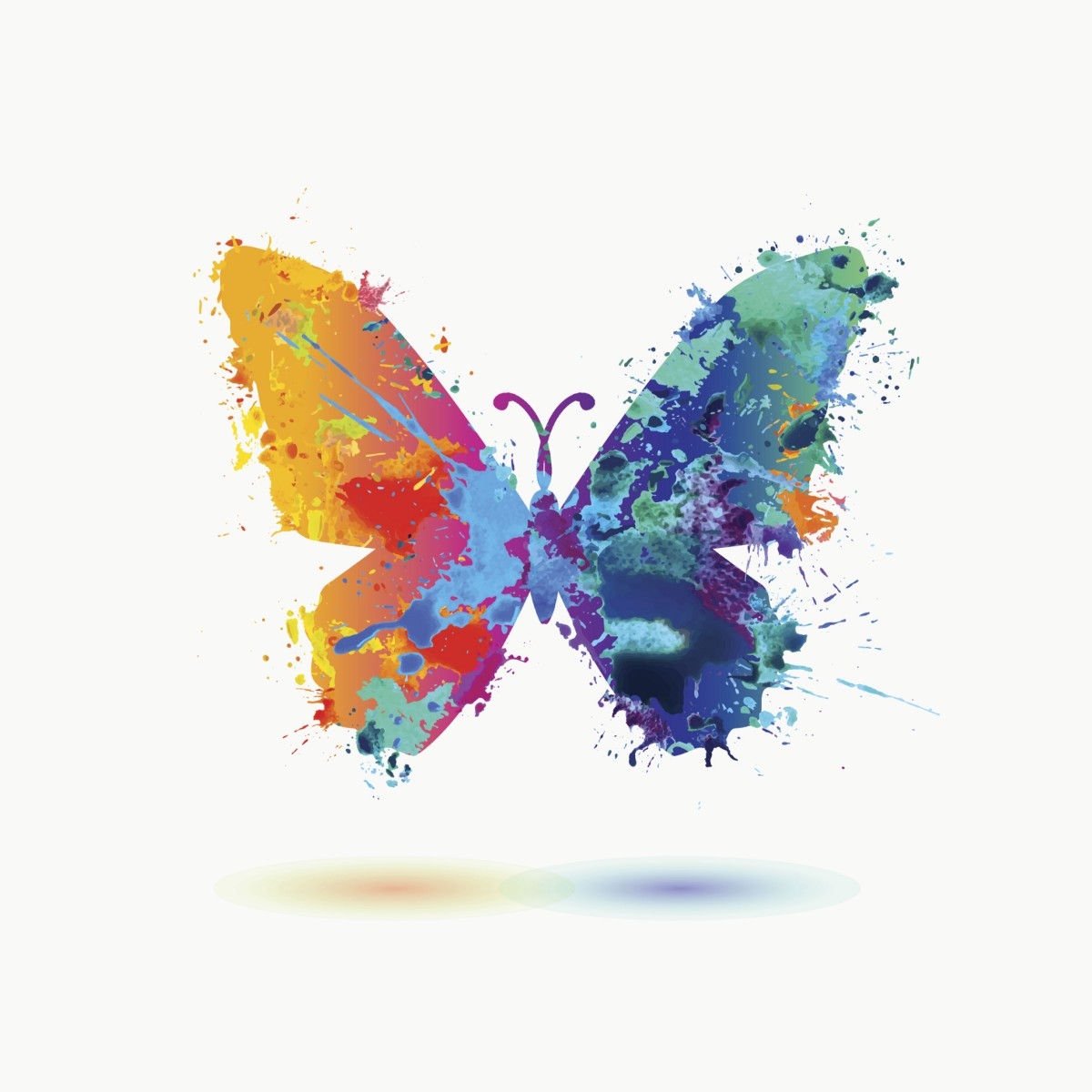 Бабочка краски на прозрачном фоне