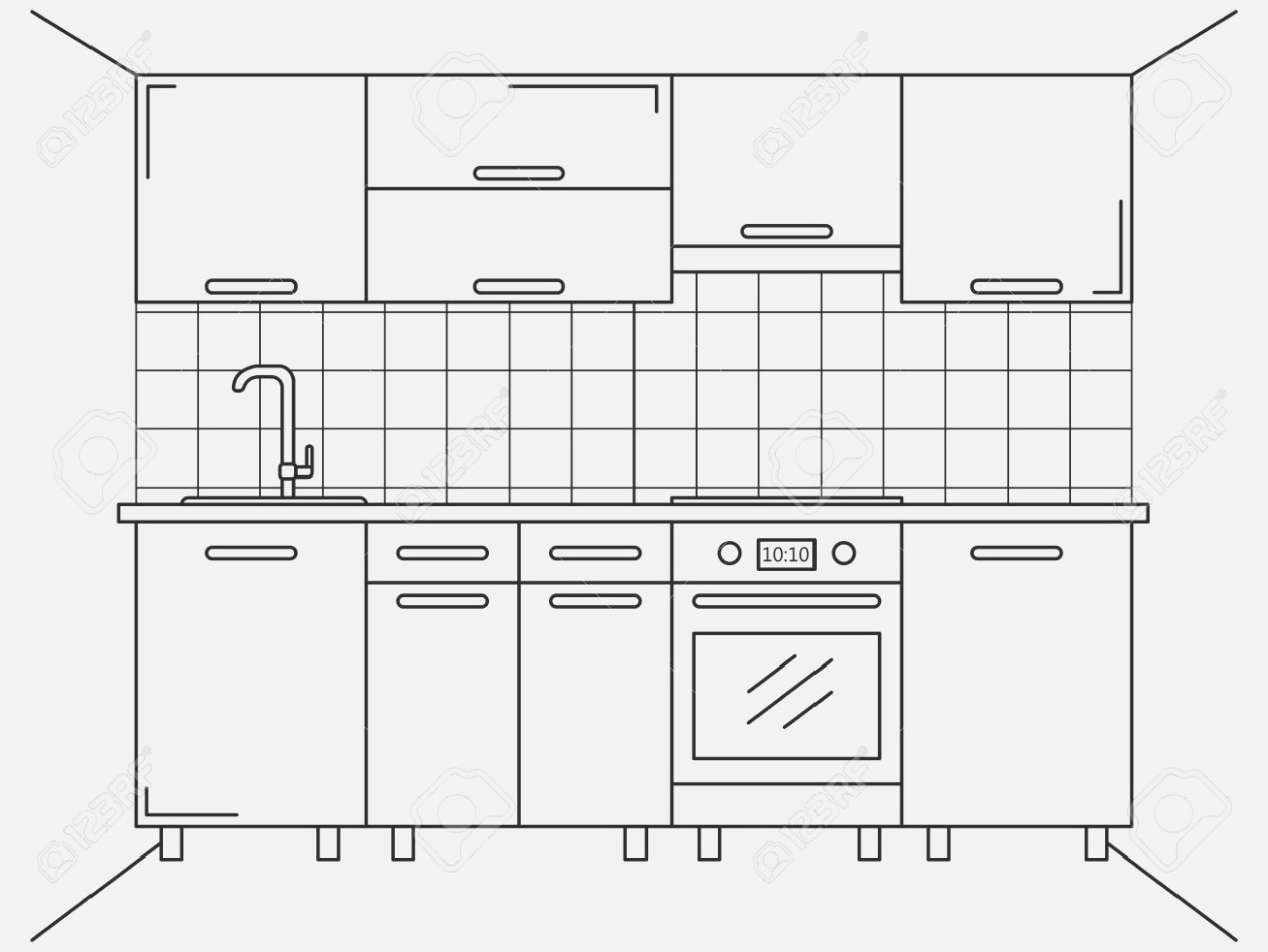 Эскиз линейной кухни