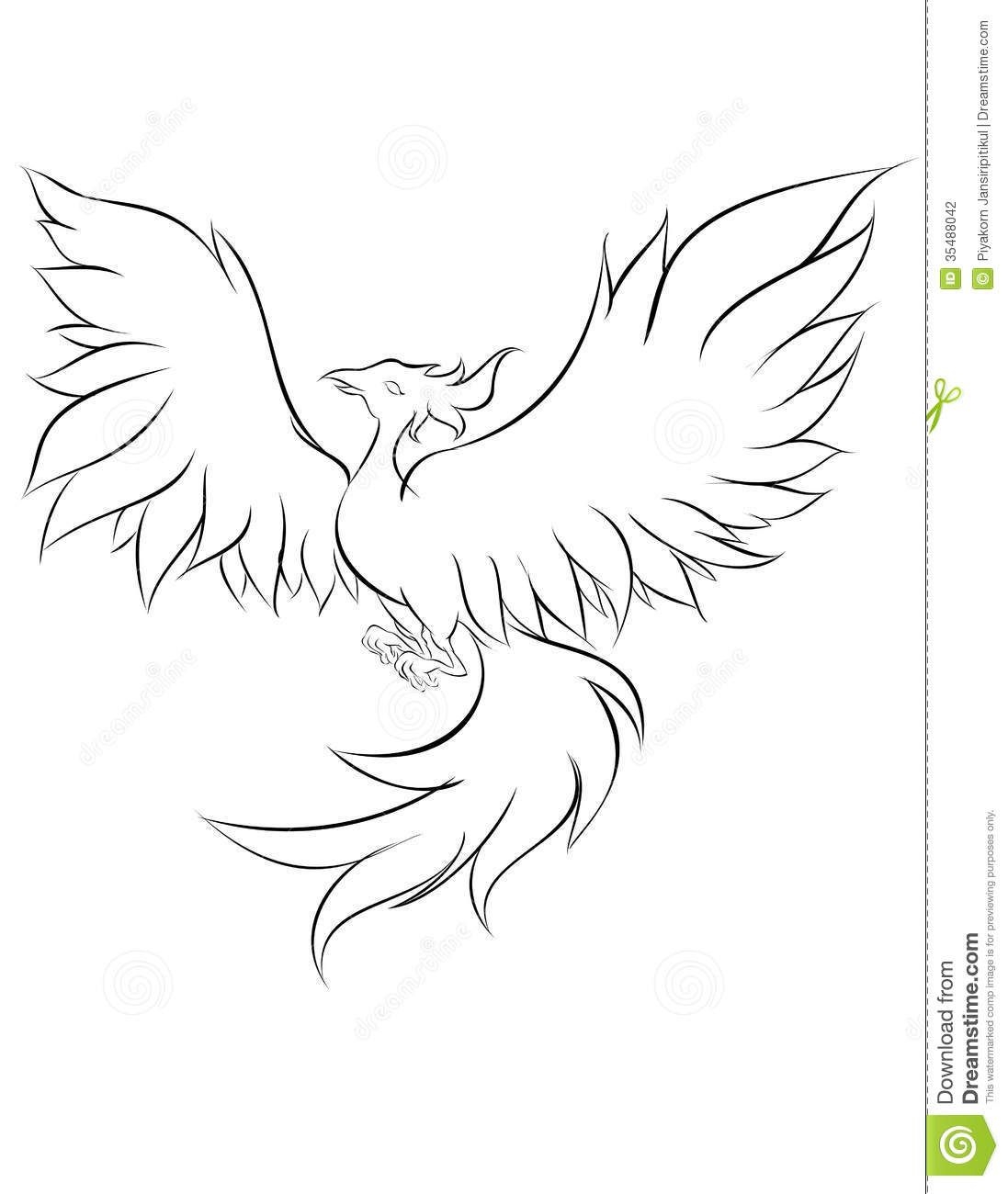 Птица Феникс рисунок карандашом для детей