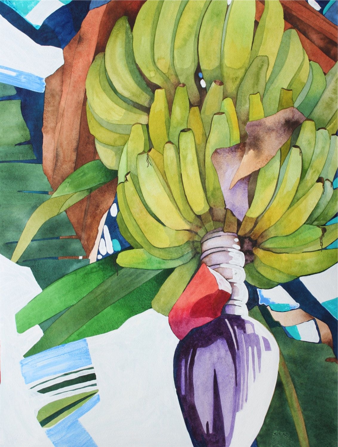 Банановое дерево акварель