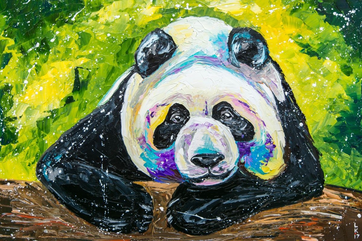 Панда живопись масло