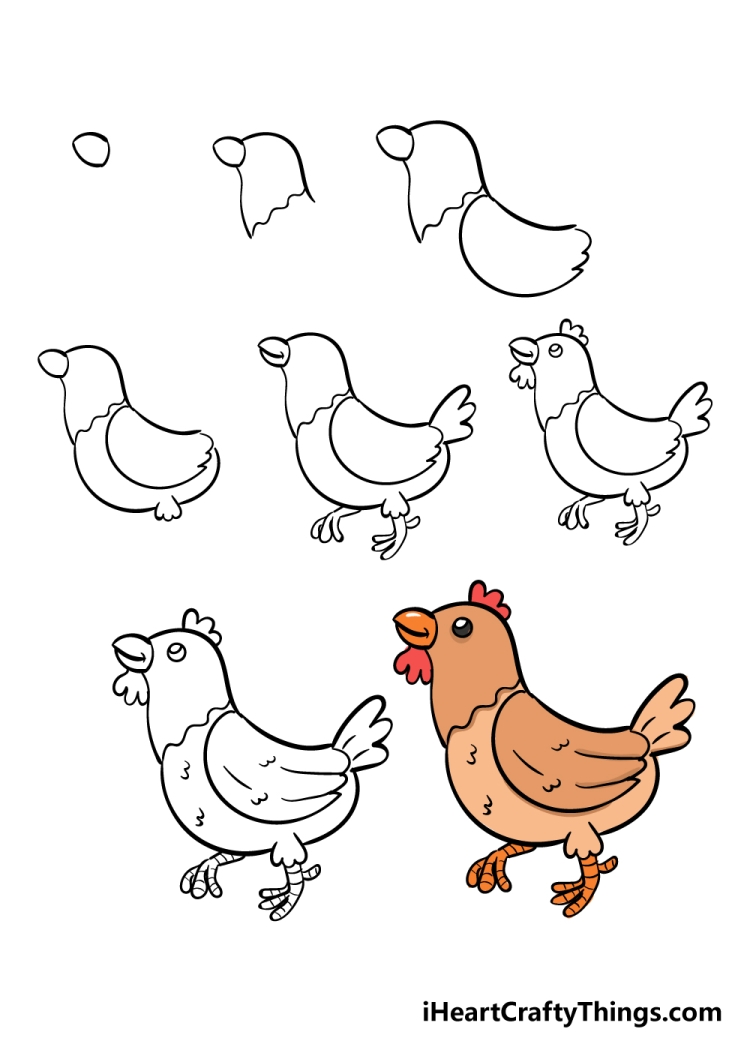 Рисунок курица легкие и маленькие