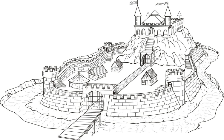 Средневековый замок рисунок поэтапно