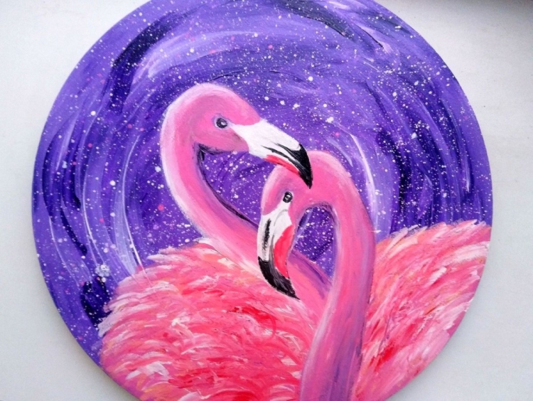 Рисунок фламинго гуашью